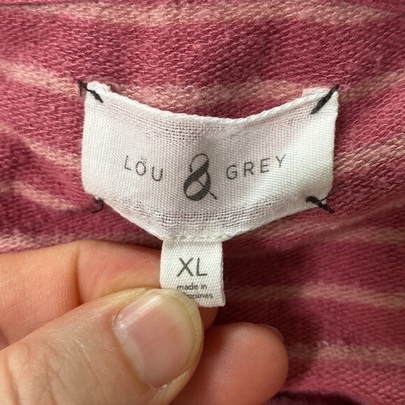 Lou & Grey Striped Cowl Neck Long Sleeve Top Stretchy Soft Knit Barbiecore - Picture 6 of 15